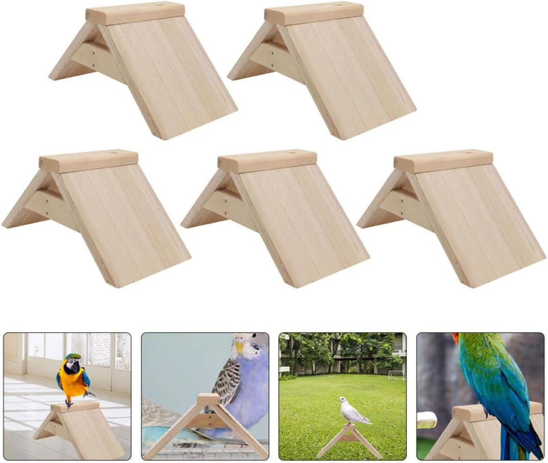 VALICLUD 5 Stück Taubenstange aus Holz, Vogelbeissspielzeug und Sitzbrettchen in Khaki für Papageien
