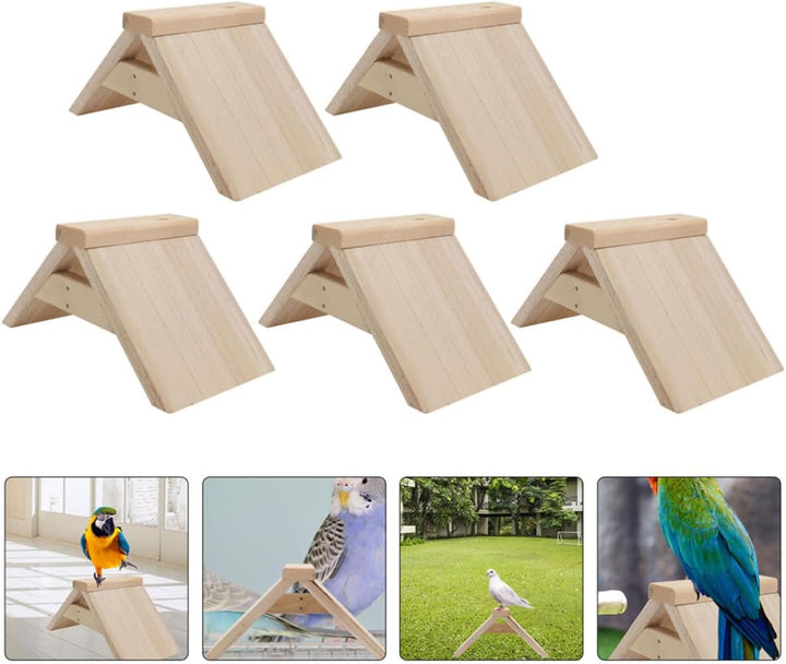 VALICLUD 5 Stück Taubenstange aus Holz, Vogelbeissspielzeug und Sitzbrettchen in Khaki für Papageien