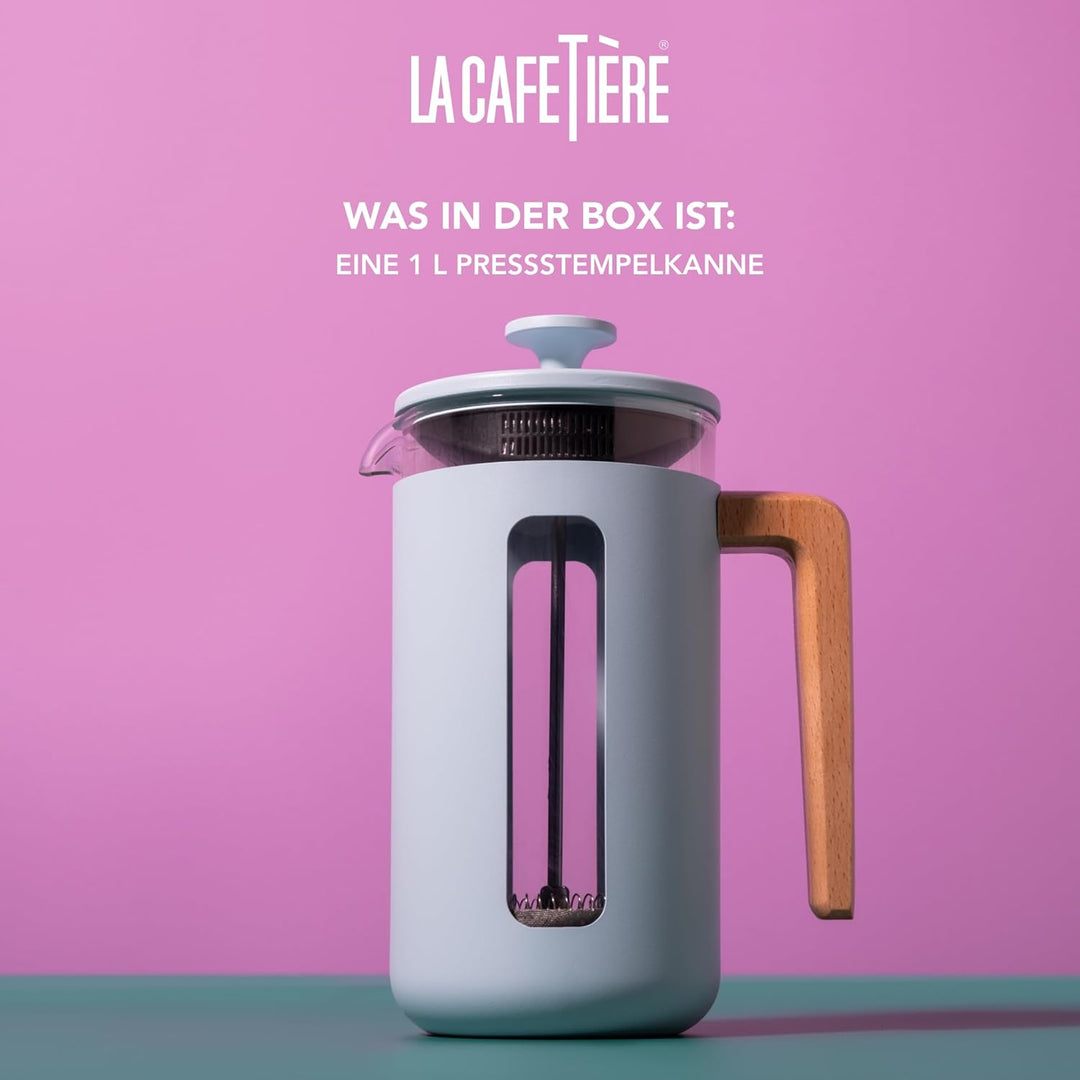 La Cafetière Pisa Kaffeebereiter für 8 Tassen, himmelblau, langlebiger Edelstahl-Kolben, hitzebestän