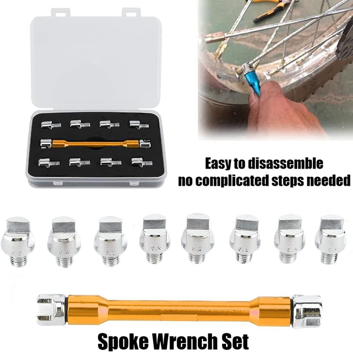Qiilu Motorrad Speichenschlüssel, Motorrad Speichen Schlüssel CNC Schraubenschlüssel Set 5,0-6,8 Län