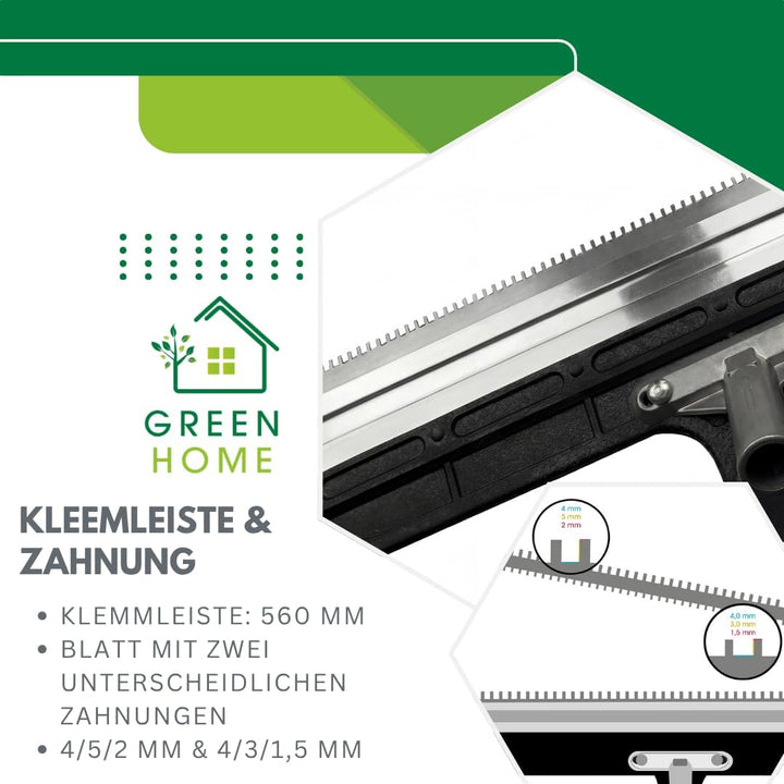 Green Home Grossflächenrakel - Stehrakel gezahnt mit Steckvorrichtung - Breite: 560 mm - Inklusive z