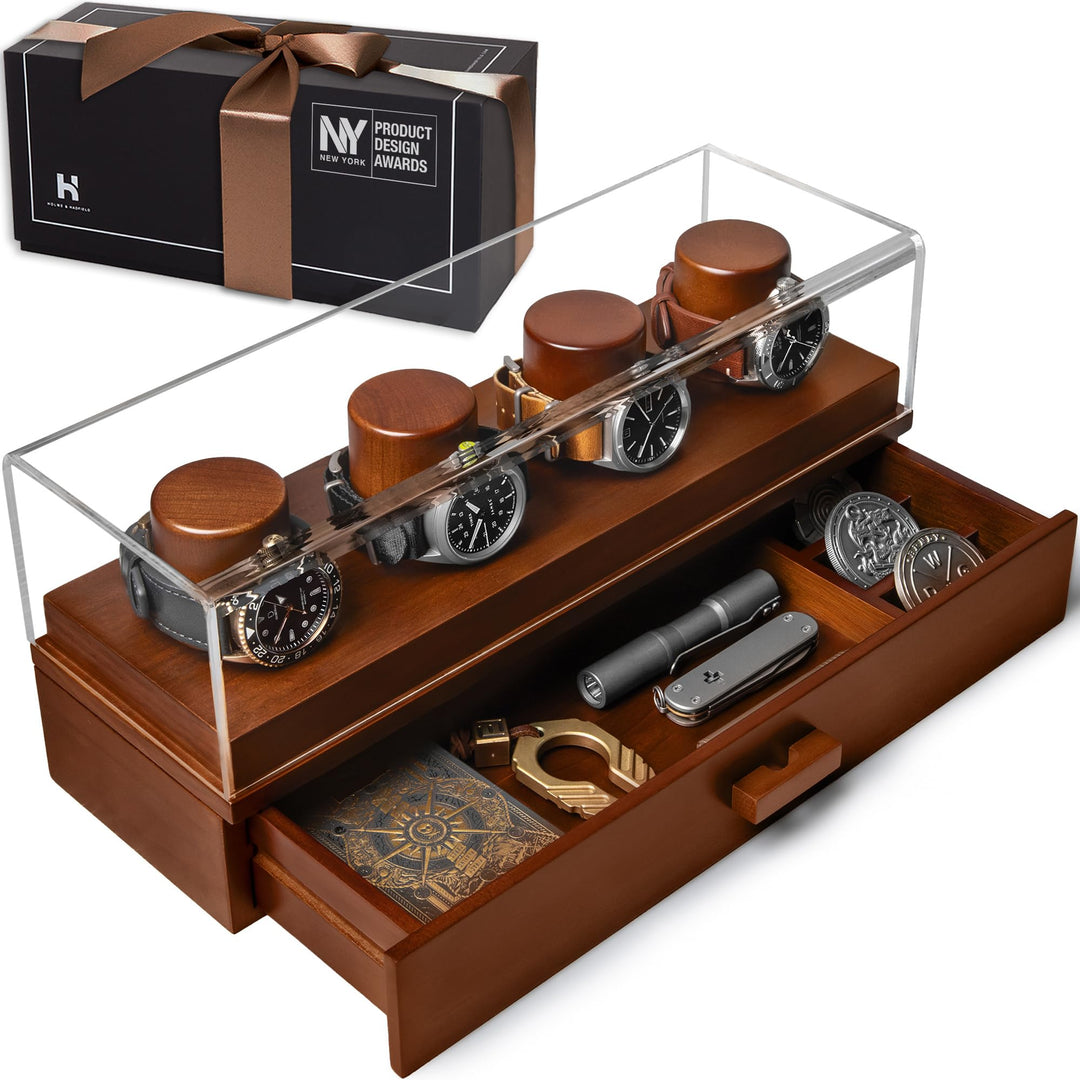 Uhrenvitrine Uhrenständer - Weihnachtsgeschenke für Männer, Papa, Ehemann - Holz Herrenuhrenkasten U