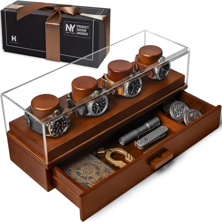 Uhrenvitrine Uhrenständer - Weihnachtsgeschenke für Männer, Papa, Ehemann - Holz Herrenuhrenkasten U