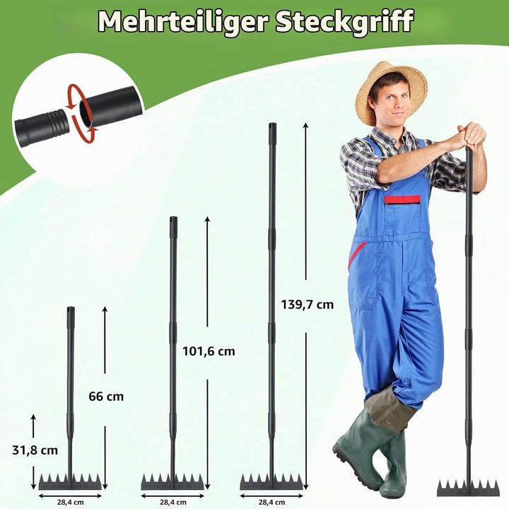 Garten Harke, 140cm Langer Griff, 8 Zinken Schwerlast Gartenrechen Metal Kohlenstoffstahl Garten Rec