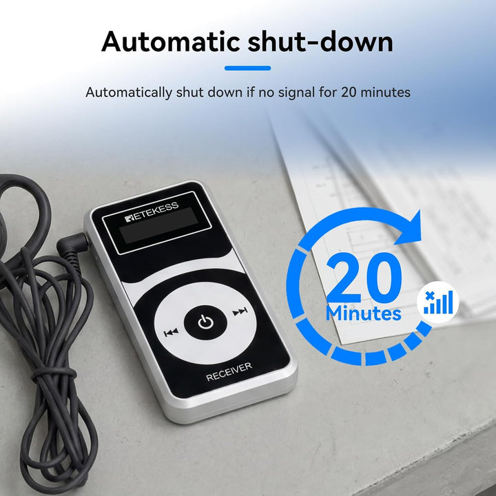 Retekess T130P (T130 3rd) Audio Tour Guide System, Tour Guide Headsets, Abgestufte Geräuschreduzieru