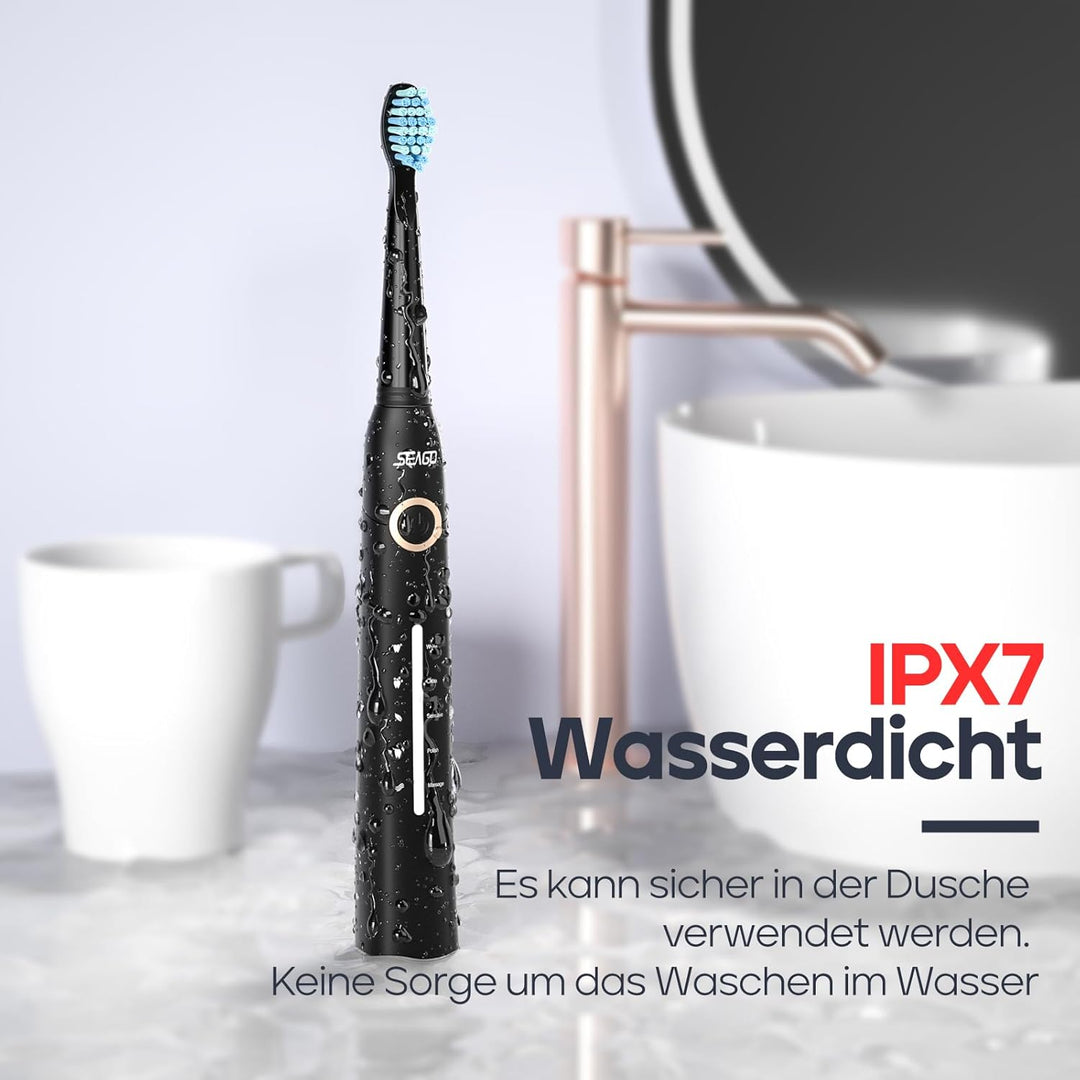 Seago Elektrische Zahnbürste, Schallzahnbürste mit 40000VPM weissen Ihre Zähne in zwei Wochen, USB w