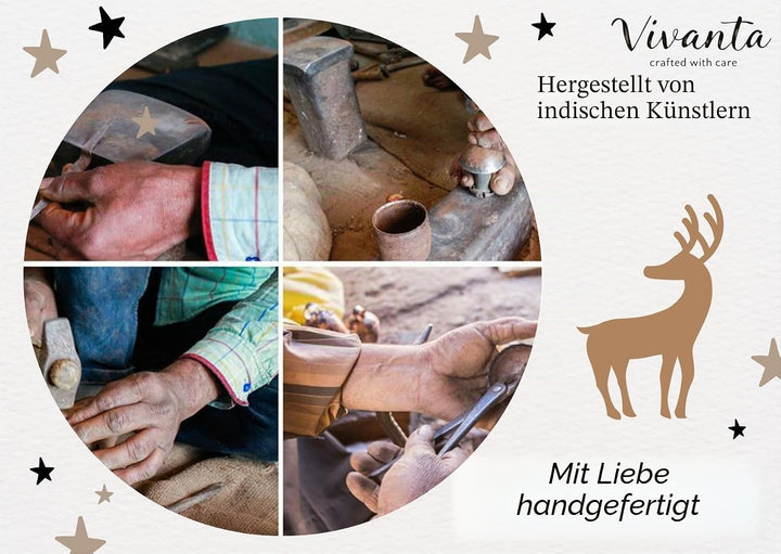 10 Stück Vintage Weihnachtsglocke zur Dekoration - Rustikale hängende Zylinderglocken zum Basteln, H