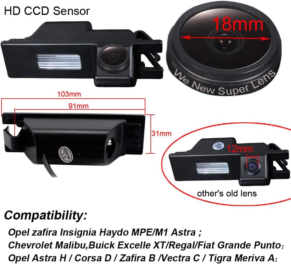 1280 * 720 Pixel Super HD Nachtsicht Rückfahrkamera Ersatz für Opel Vectra C/Astra H/Corsa D/Zafira