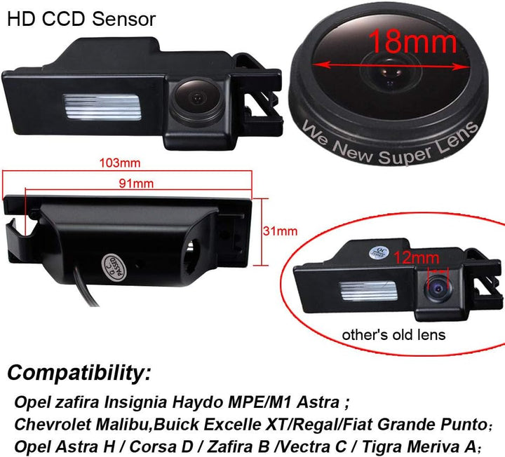 1280 * 720 Pixel Super HD Nachtsicht Rückfahrkamera Ersatz für Opel Vectra C/Astra H/Corsa D/Zafira