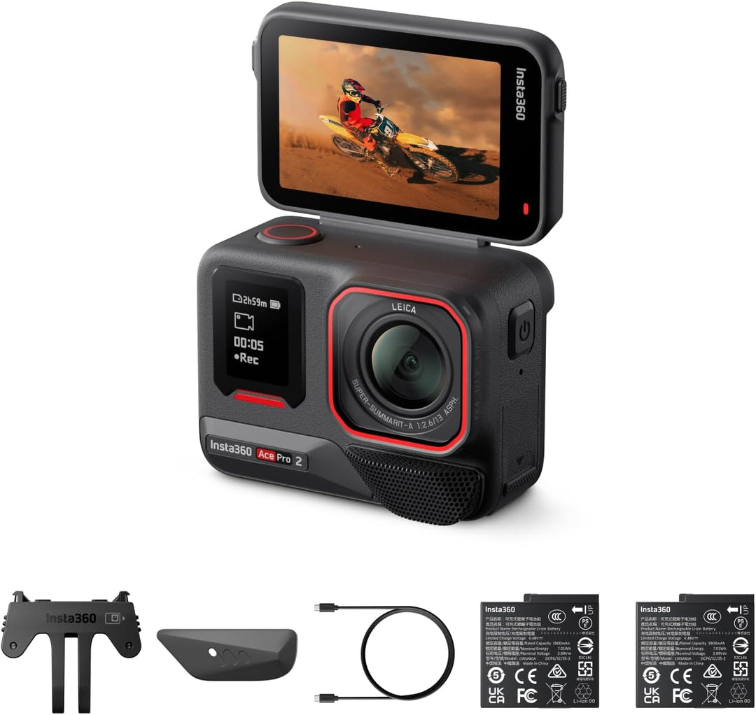 Insta360 Ace Pro 2 Pack Dual Akku – wasserdichte 8K-Action-Kamera mit Leica, 1/1,3 Zoll Sensor, Dual