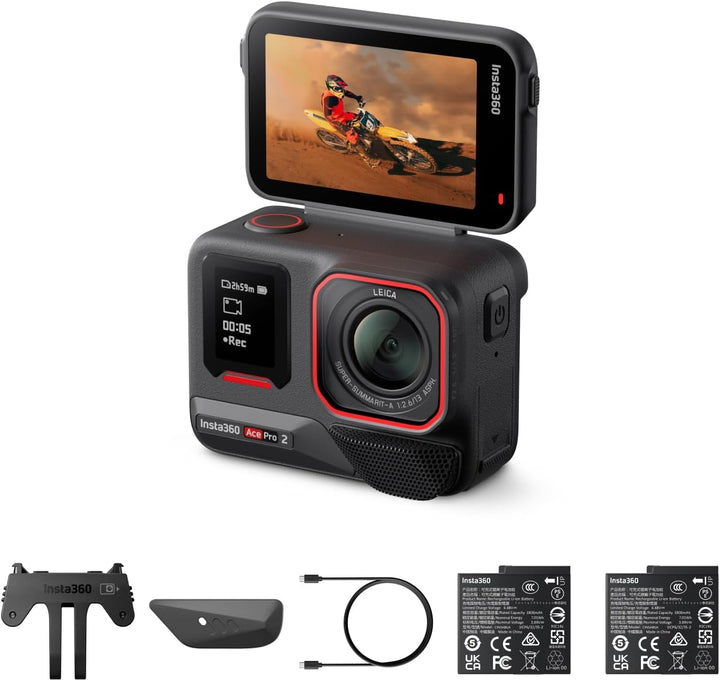 Insta360 Ace Pro 2 Pack Dual Akku – wasserdichte 8K-Action-Kamera mit Leica, 1/1,3 Zoll Sensor, Dual