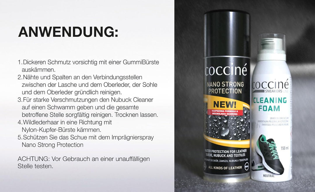 Coccine - 3-in-1 Set Imprägnierspray Schuhe + Pflege für Wildleder und Nubuk, Impregnierungsspray Su