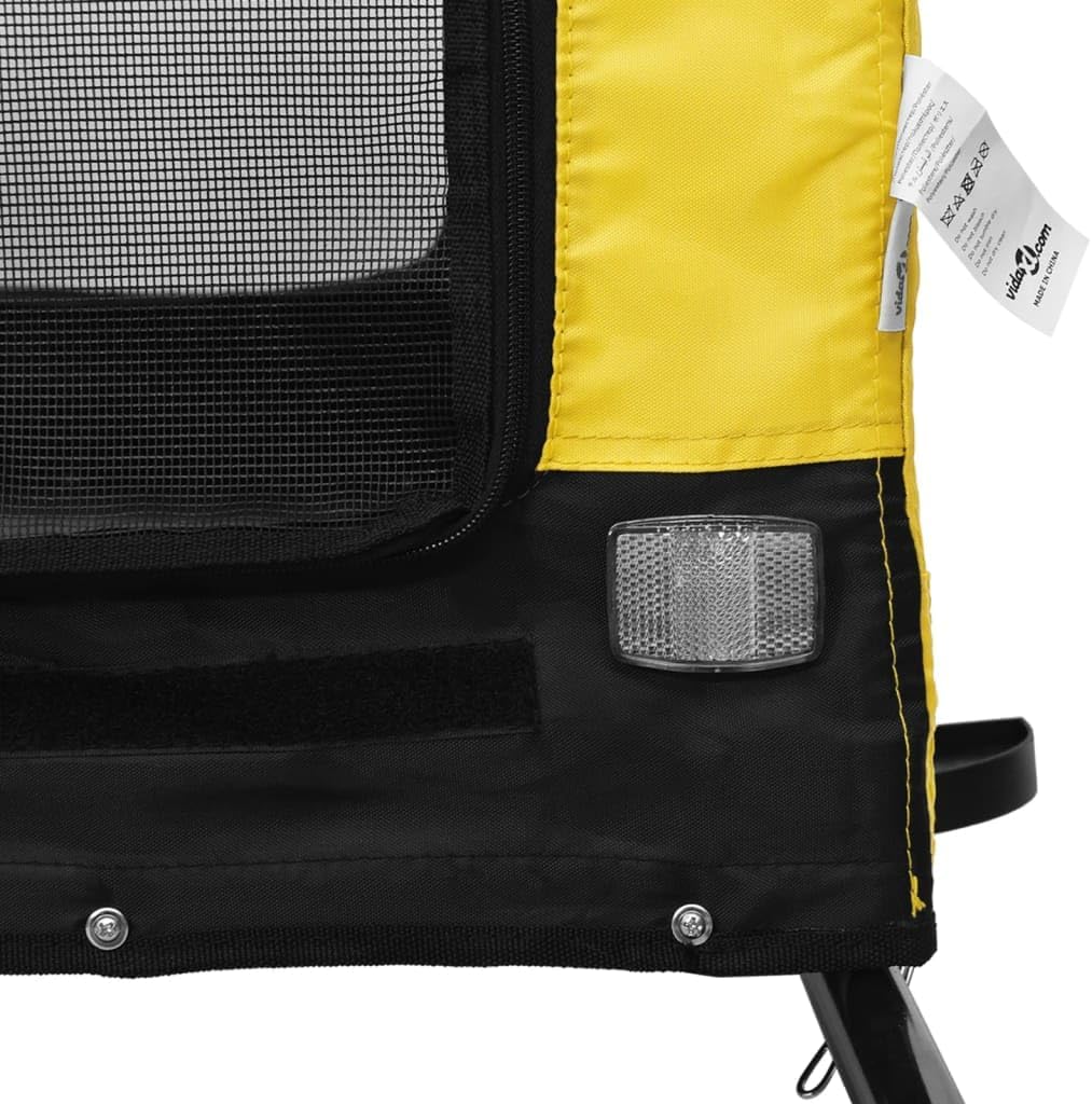 vidaXL Fahrradanhänger Hunde Grün und Schwarz Oxford-Gewebe &amp; Eisen Gelb und Schwarz 124 x 53 x 53 c