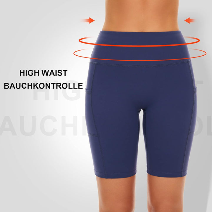 SIMIYA Radlerhose Damen, Kurze Leggings mit Handytasche Blickdichte High Waist Sporthose Damen Kurz,