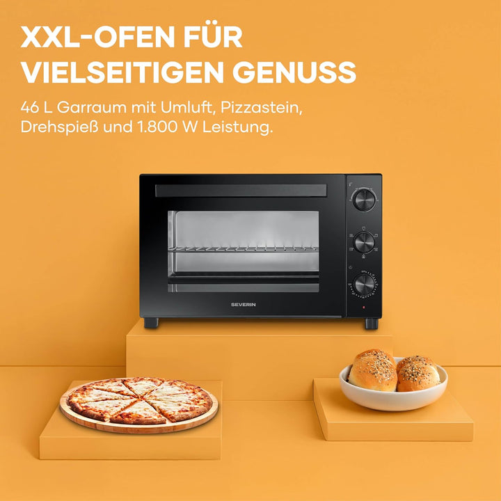 Severin Back- und Toastofen mit Umluftfunktion, inkl. Drehspiess für Fleisch, vielseitiger Heissluft