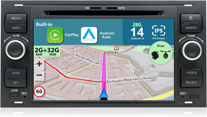 JOYX Android 10 Autoradio Passt für Ford C-Max/Focus/Galaxy/Mondeo - 【2G+32G】- Rückfahrkamera KOSTEN