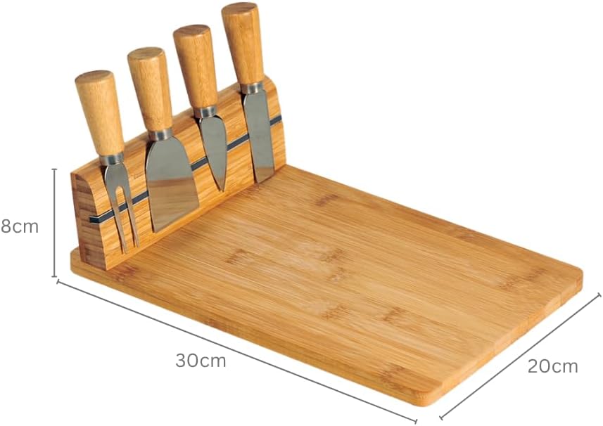 Kesper | Käseschneidebrett mit Besteck, Material: Bambus, Edelstahl, Masse: 30 x 20 x 8 cm, Farbe: W