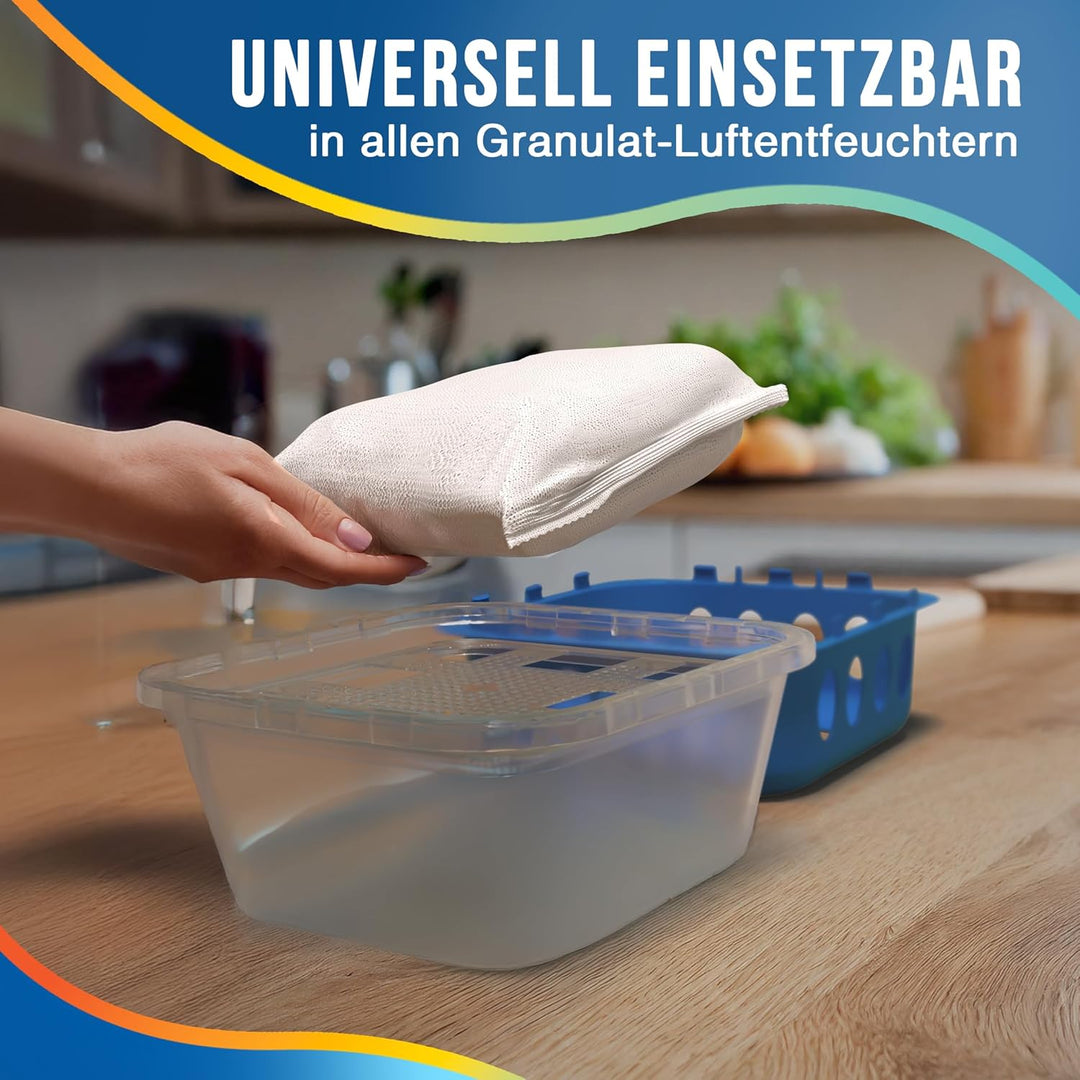 Delmara Luftentfeuchter Nachfüllpack 8x 400g Granulatbeutel – für wiederverwendbare Raumentfeuchter