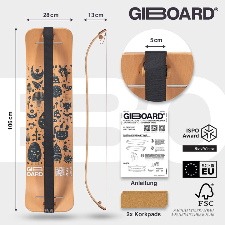GIBBON Gyboard Spiel Black/White - Innovatives Balance Board - Interaktives Training mit App - Für Z