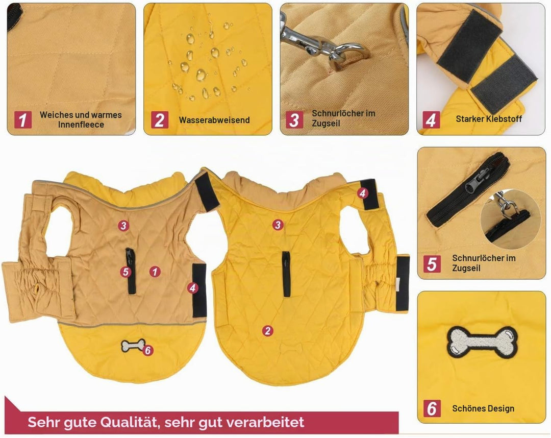 Idepet Winddichter Hundemantel Winter Warme Jacke,Anti-Schneeanzug Hundebekleidung für kleine mittel