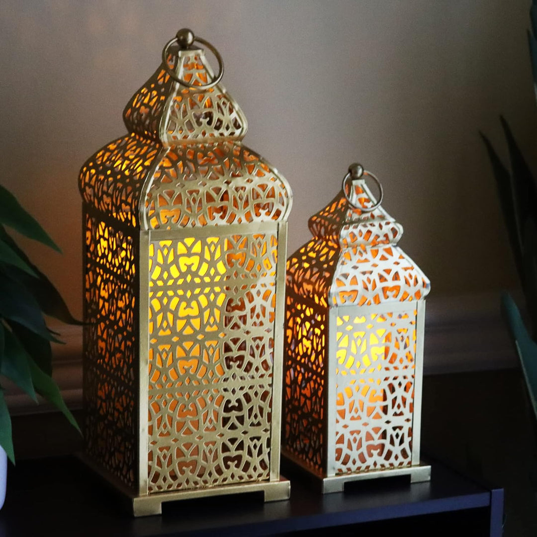 VELA LANTERNS Grosse goldene Tempel marokkanische Laterne Lampe Dekorative Kerzenhalter für Ramadan-