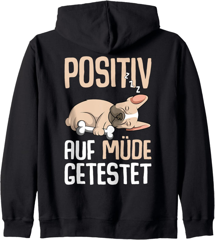Französische Bulldogge Hund Positiv Auf Müde Getestet Kapuzenjacke
