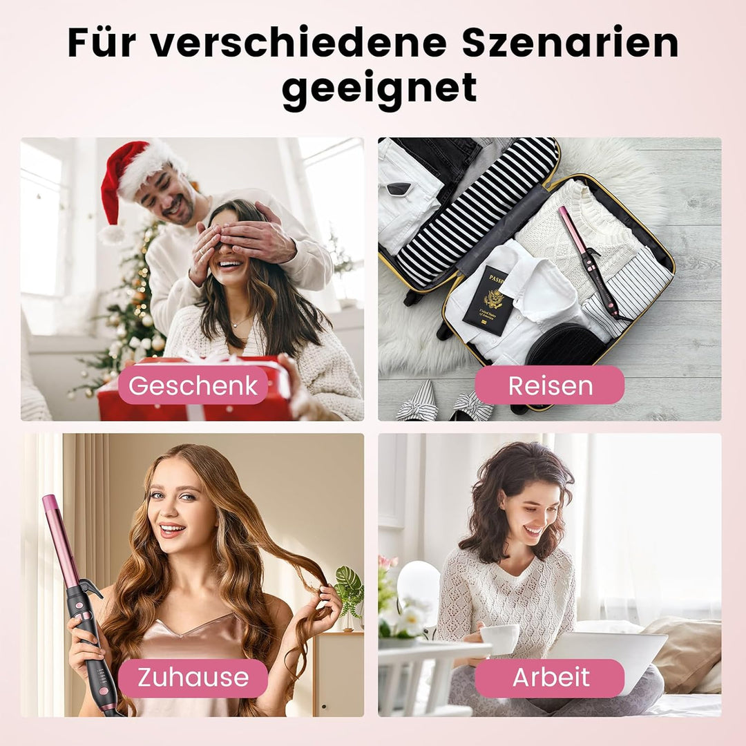 Lockenstab Automatisch Hair Curler with Klemme, Rotierend Curling Iron 1 Inch mit Tourmalin Keramik,