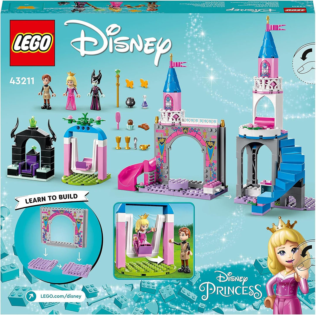 LEGO 43211 Disney Princess Auroras Schloss Spielzeug zum Bauen mit Dornröschen, Prinz Philip & Malef