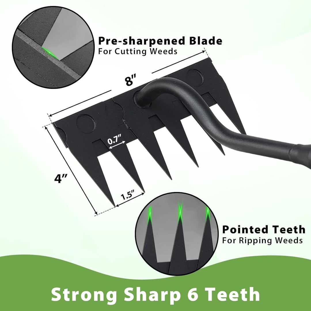 Garten Harke, 140cm Langer Griff, 6 Zinken Schwerlast Gartenrechen Metal Kohlenstoffstahl Garten Rec