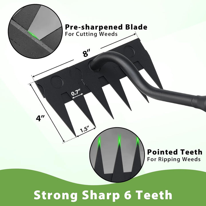 Garten Harke, 140cm Langer Griff, 6 Zinken Schwerlast Gartenrechen Metal Kohlenstoffstahl Garten Rec