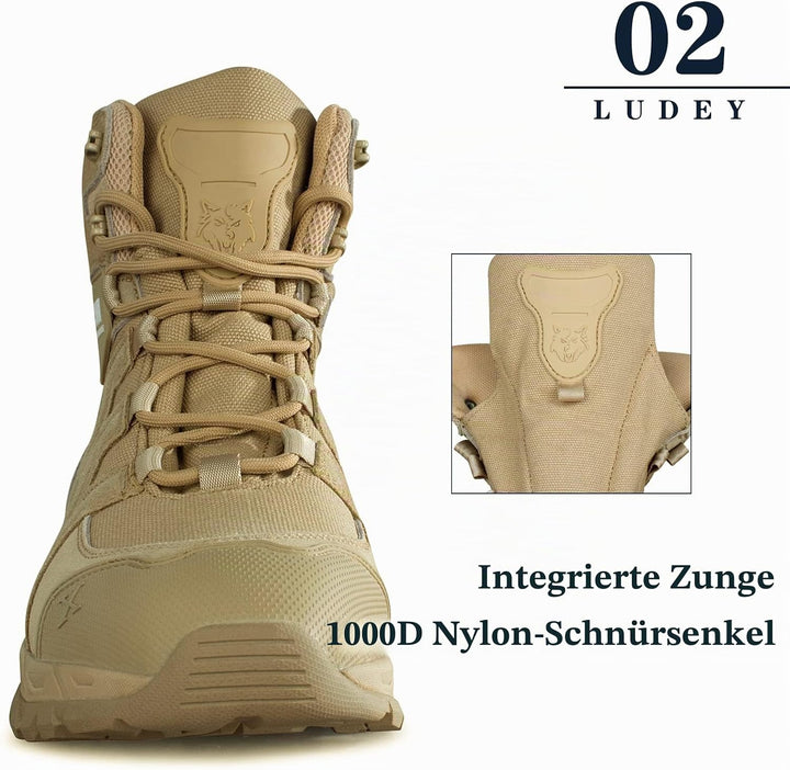 LUDEY Militärstiefel Herren Einsatzstiefel Springerstiefel Bequem Kampfstiefel Tactical Schuhe Dauer