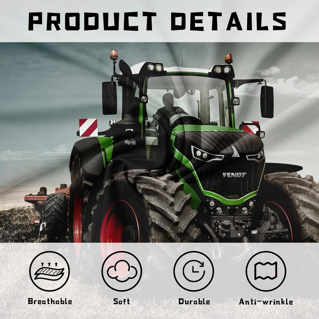 PQCXXA Traktor kinderbettwäsche 200x200cm,3-teilig Grün Traktor Bettwäsche-Set mit Reissverschluss u