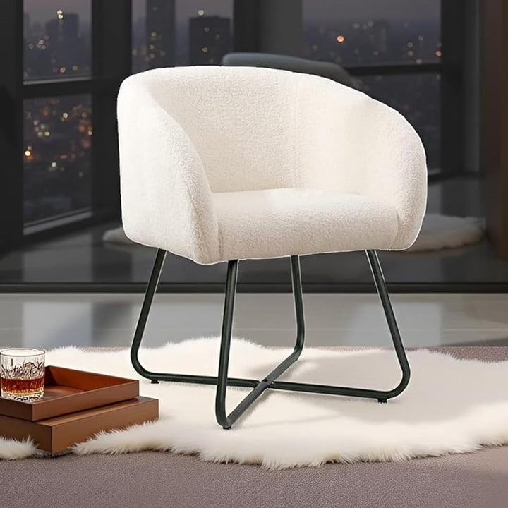 Mingone Sessel Kleine Loungesessel Cocktailsessel Modern Lammwolle Designer Polstersessel mit Schwar