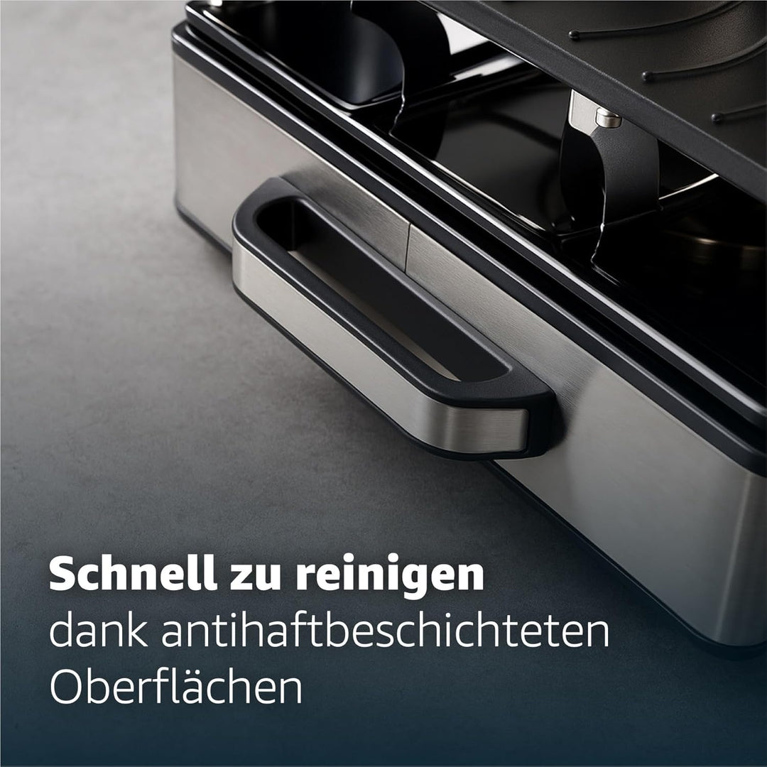 Raclette Fondue Set 8 Personen Set - mit Topf & Grillplatte - inkl. Pfännchen & Schaber (Fondue Set)