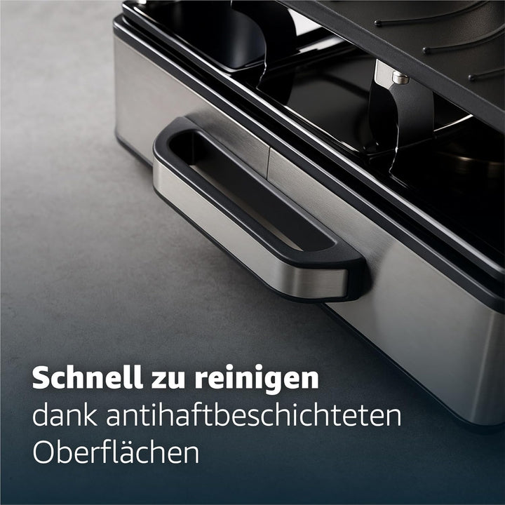Raclette Fondue Set 8 Personen Set - mit Topf & Grillplatte - inkl. Pfännchen & Schaber (Fondue Set)
