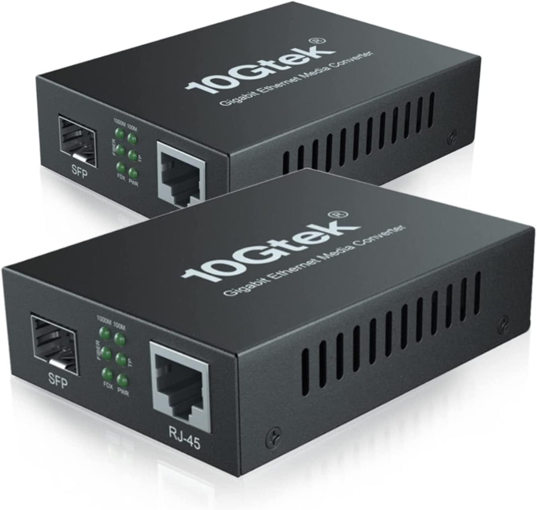 1.25G Gigabit Ethernet SFP to RJ45 Fiber Media Converter, 10/100/1000M RJ45 to 1000M SFP Slot, Fiber