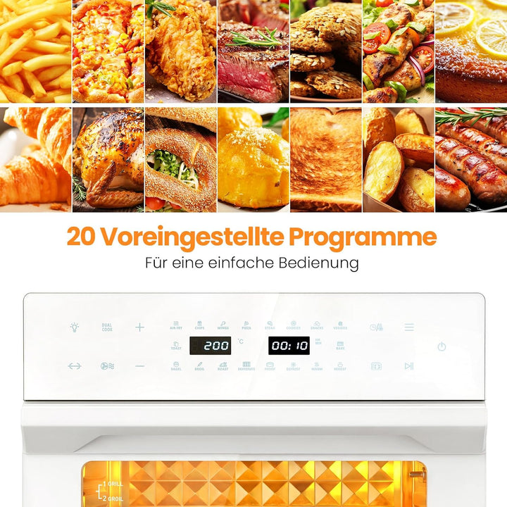 LLIVEKIT 30L Heissluftfritteuse XXL, Minibackofen Umluft mit 20 Programme | 9 Zubehör, Mini Backofen