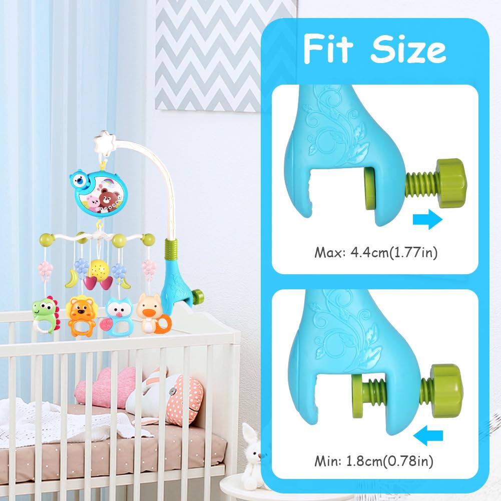 Aolso Babybett-Spielzeug, Mobile für Babybett, Baby Einschlafhilfe Musikspielzeug mit süssen Tieren,