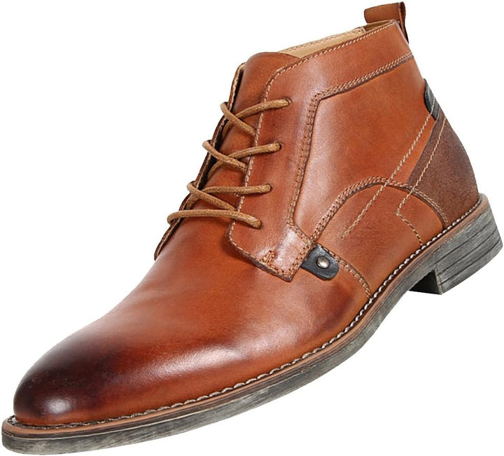 rismart Herren Knöchel hoch Runder Zeh Stilvoll Leder Chukka Bootsschuhe 44 EU Bräunen, 44 EU Bräune