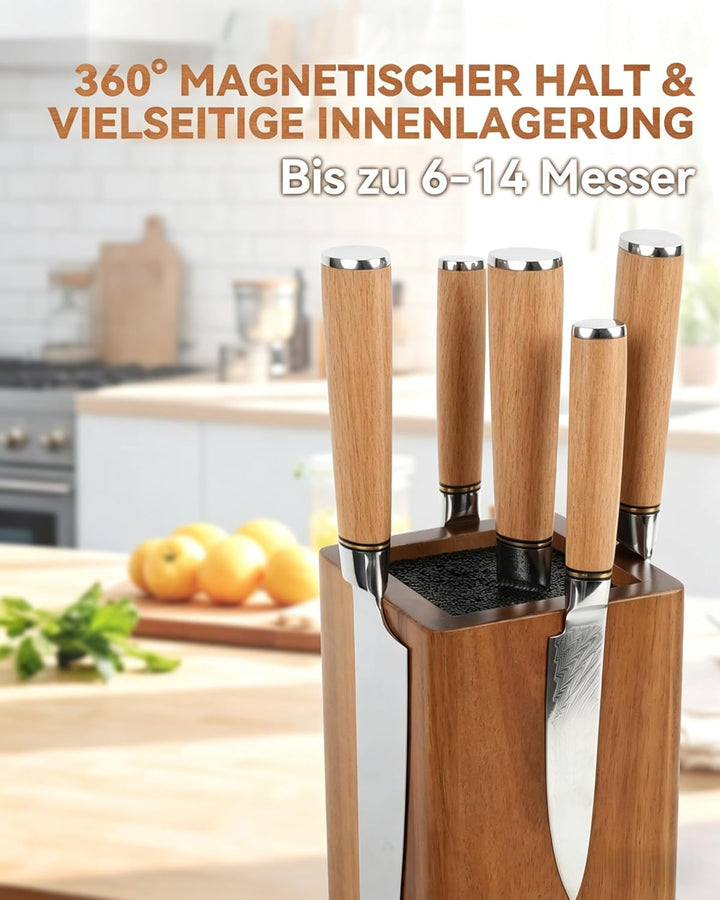Messerblock Magnetisch -KUCHEASY Drehbar 360 Grad Magnetisch Ohne Messer -Magnetischer Messerblock H