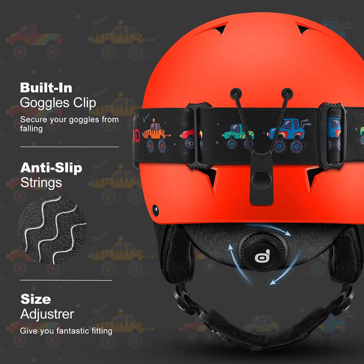 Odoland Kinder Skihelm und Skibrille Set, Snowboardhelm für Jungen und Mädchen, Verstellbar Schneehe