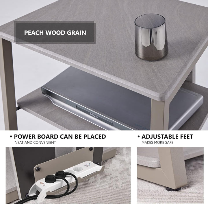 FITUEYES Design HiFi Rack aus Holz & Stahl, HiFi Regal mit verstellbaren Ablagen & Kabelmanagement,