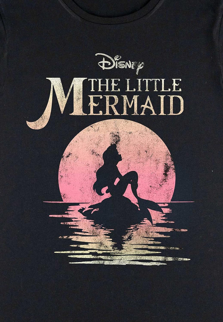 Disney Damen The Little Mermaid Mermaid Moon Women's Organic Rolled Sleeve T-shirt