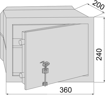 Cisa Safe mit Schlüssel 36x24x20 cm, 36x24x20 cm