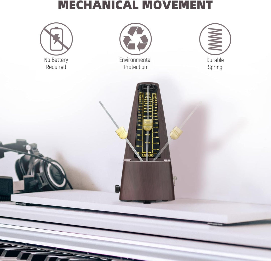 Mechanisches Metronom mit Glocke, LEKATO Universal Metronom für Klavier, Gitarre, Ukulele, Violine u