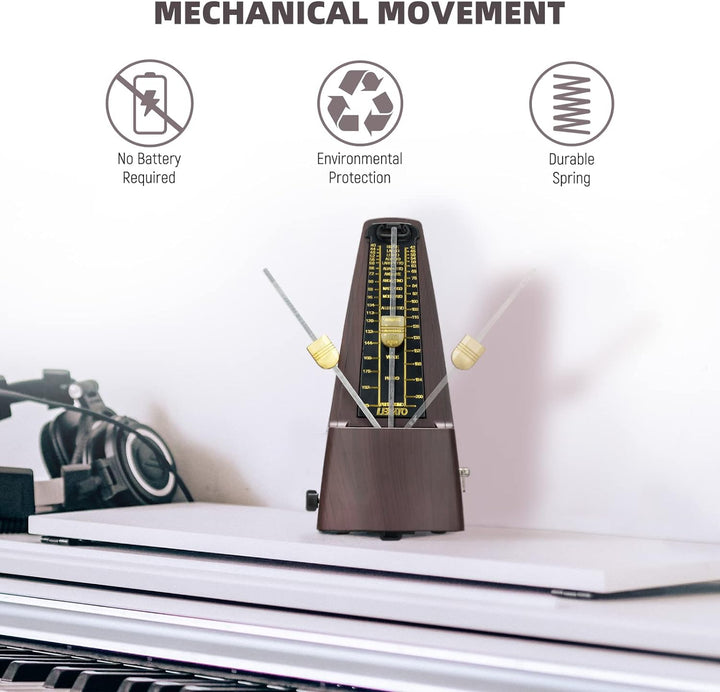 Mechanisches Metronom mit Glocke, LEKATO Universal Metronom für Klavier, Gitarre, Ukulele, Violine u