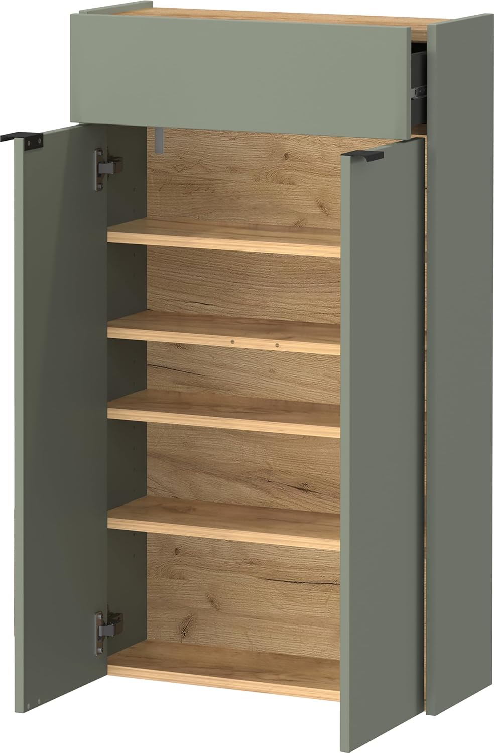 Germania Hängender Schuhschrank 1397-629 GW-Ameca, in Taupegrün/Eiche, geringe Tiefe, optimal für sc