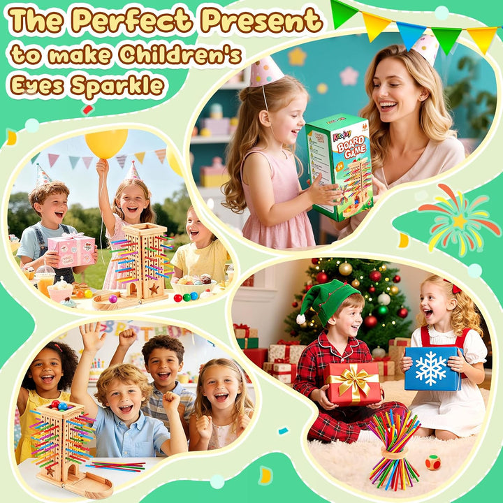 Montessori Spiel Holzbrettspiele für Kinder ab 3 4 5 6 Jahren | Reisespiel, Brettspiel mit 42 Stäbch