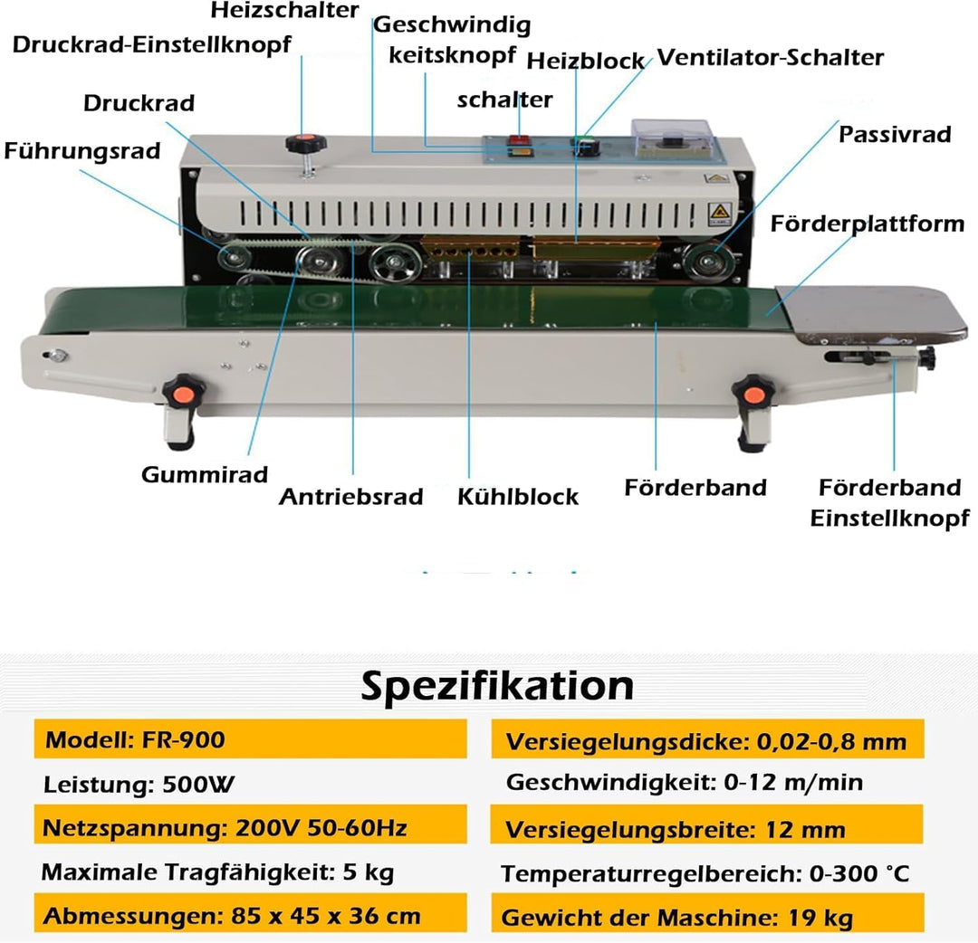 FR-900 Industrielle Automatische Versiegelungsmaschine - Kontinuierliche Folienschweissgeräte für Pl
