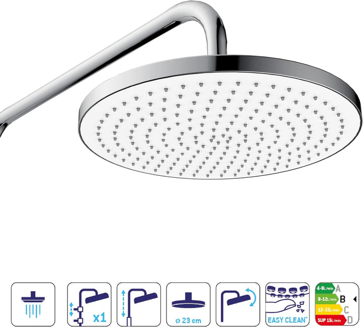 SENSEA - Essential - Duschsstange mit Regendusche und Handbrause - Höhenverstellbar - Duschsset ohne